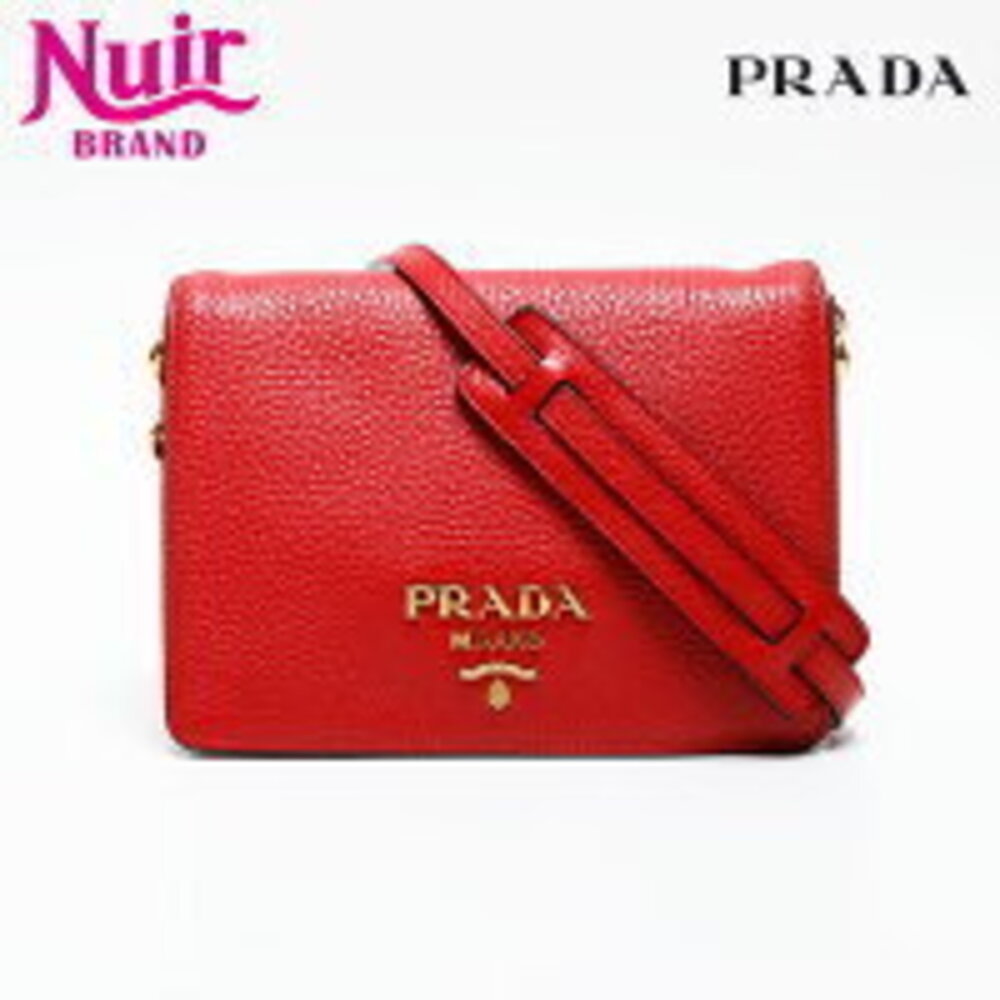 Prada Flap Leather Shoulder Bag Red